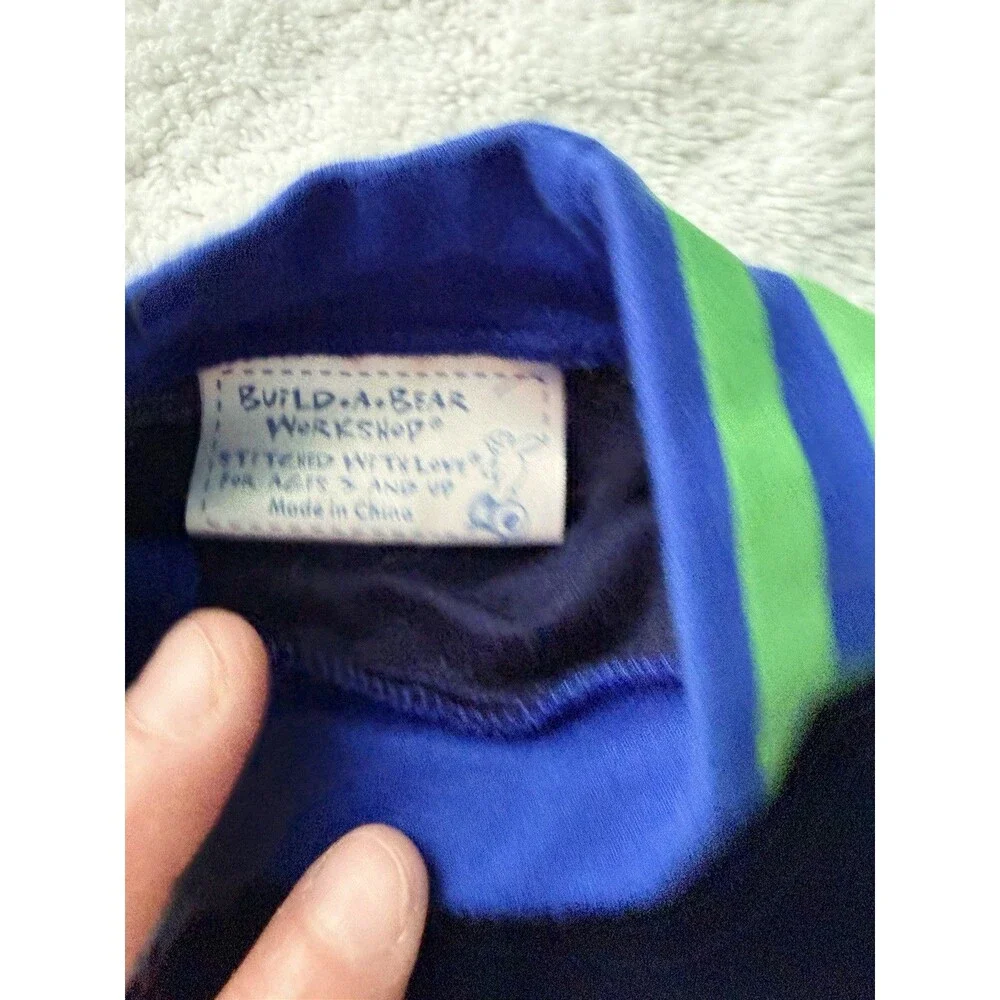 Build‑A‑Bear Blue & Green Stripe Shirt, Jeans & Boxers – Authentic BAB